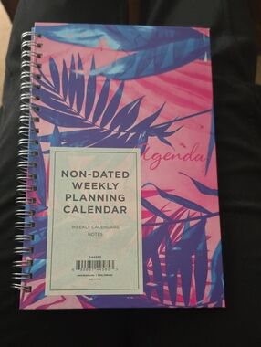 Non-Dated Weekly Planning Calendar - Pink & Blue Tropical Cover